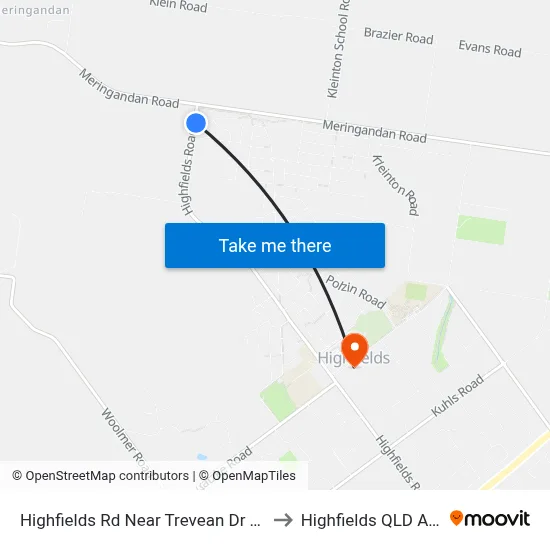 Highfields Rd Near Trevean Dr Hail 'N' Ride to Highfields QLD Australia map