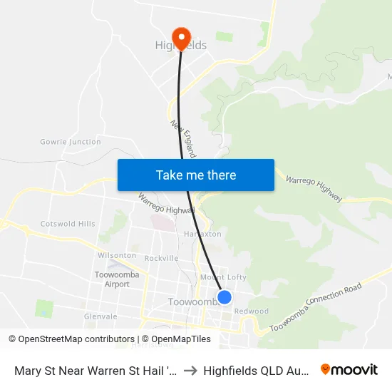 Mary St Near Warren St Hail 'N' Ride to Highfields QLD Australia map