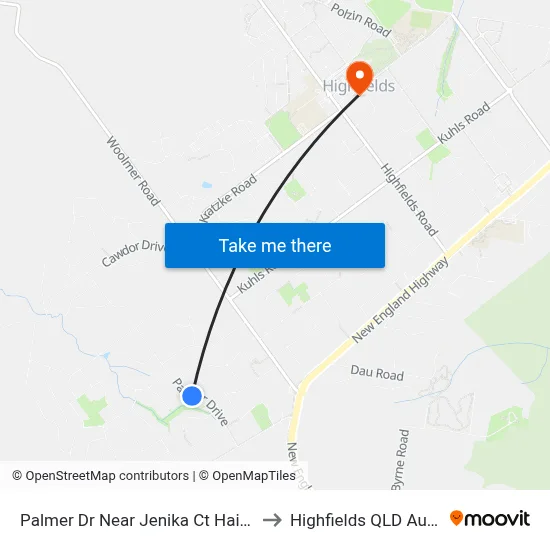 Palmer Dr Near Jenika Ct Hail 'N' Ride to Highfields QLD Australia map
