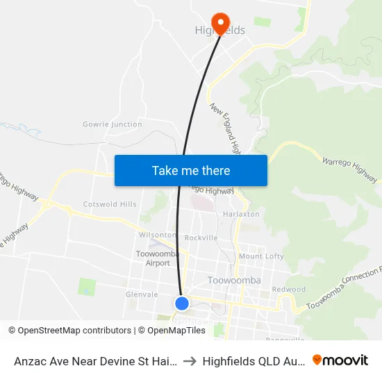 Anzac Ave Near Devine St Hail 'N' Ride to Highfields QLD Australia map