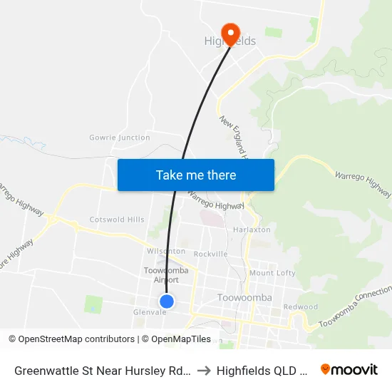 Greenwattle St Near Hursley Rd Hail 'N' Ride to Highfields QLD Australia map