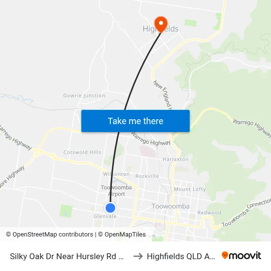 Silky Oak Dr Near Hursley Rd Hail 'N' Ride to Highfields QLD Australia map