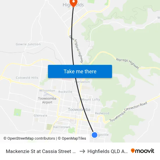Mackenzie St at Cassia Street Hail 'N' Ride to Highfields QLD Australia map