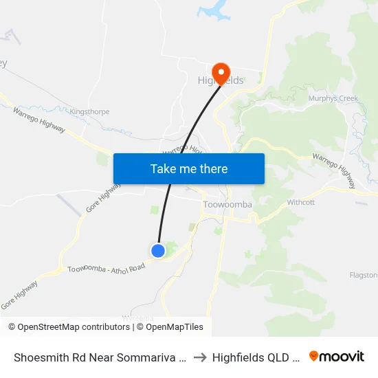 Shoesmith Rd Near Sommariva St Hail 'N' Ride to Highfields QLD Australia map