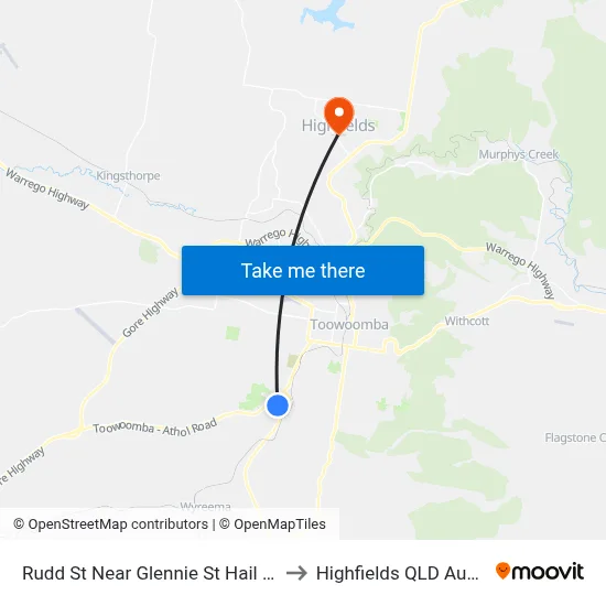 Rudd St Near Glennie St Hail 'N' Ride to Highfields QLD Australia map