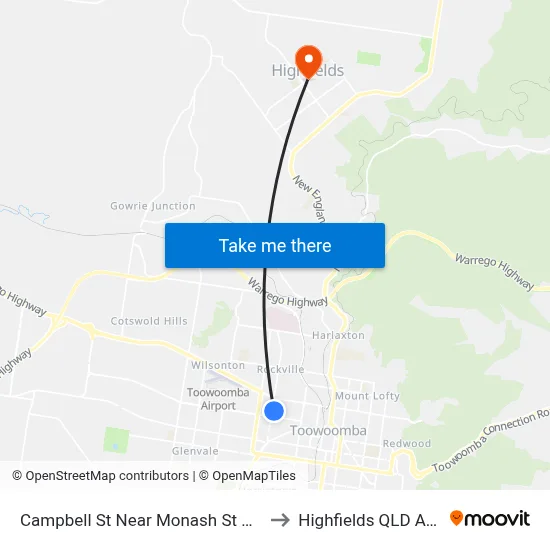 Campbell St Near Monash St Hail 'N' Ride to Highfields QLD Australia map