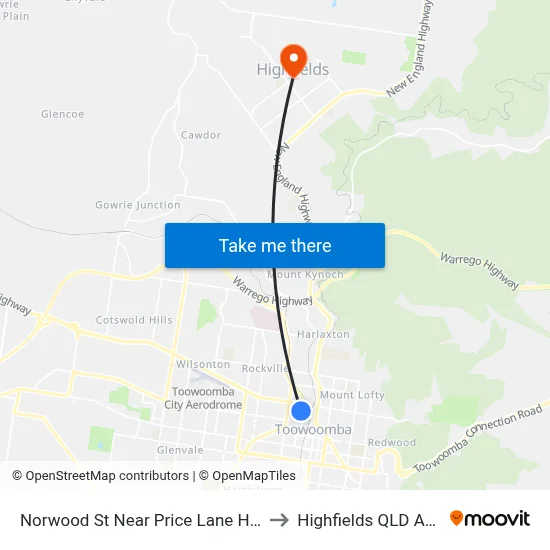 Norwood St Near Price Lane Hail 'N' Ride to Highfields QLD Australia map