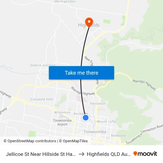 Jellicoe St Near Hillside St Hail 'N' Ride to Highfields QLD Australia map