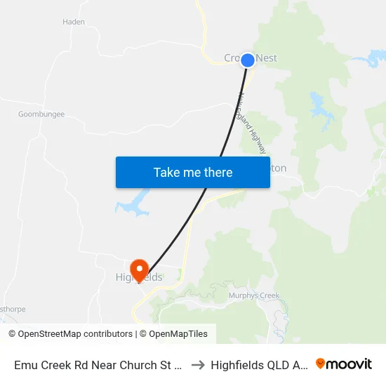 Emu Creek Rd Near Church St Hail 'N' Ride to Highfields QLD Australia map