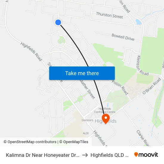 Kalimna Dr Near Honeyeater Dr Hail 'N' Ride to Highfields QLD Australia map