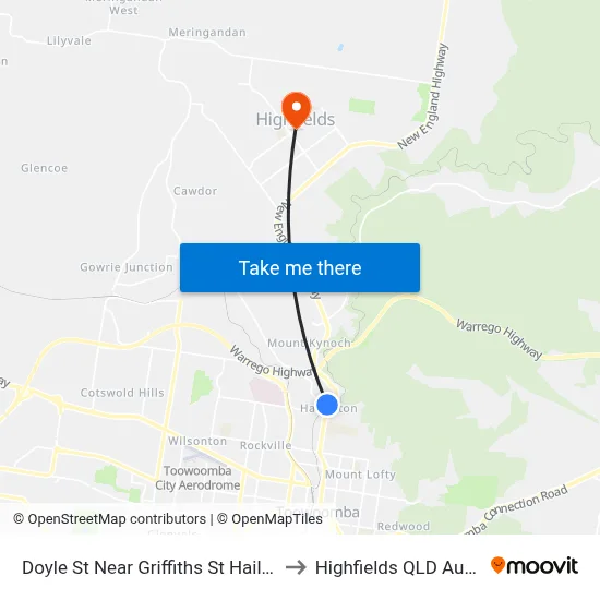 Doyle St Near Griffiths St Hail 'N' Ride to Highfields QLD Australia map
