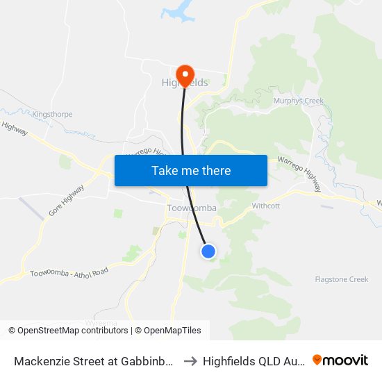 Mackenzie Street at Gabbinbar School to Highfields QLD Australia map