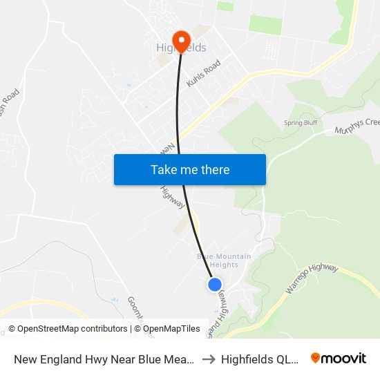 New England Hwy Near Blue Meadow Ct Hail 'N' Ride to Highfields QLD Australia map