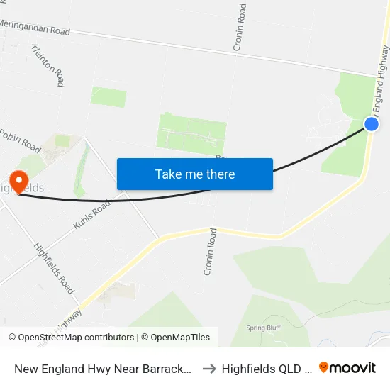 New England Hwy Near Barracks Rd Hail 'N' Ride to Highfields QLD Australia map