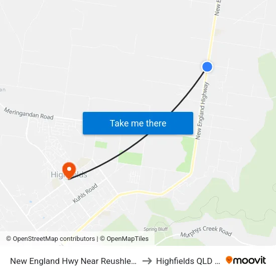 New England Hwy Near Reushle Rd Hail 'N' Ride to Highfields QLD Australia map