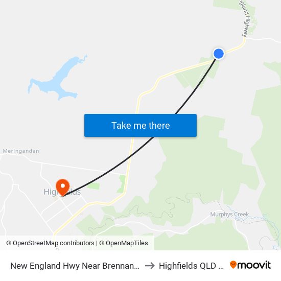 New England Hwy Near Brennan Rd Hail 'N' Ride to Highfields QLD Australia map