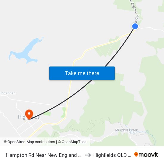 Hampton Rd Near New England Hwy Hail 'N' Ride to Highfields QLD Australia map