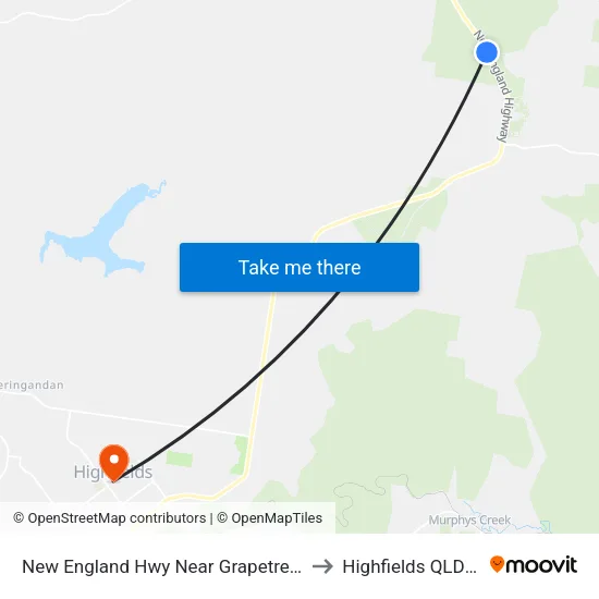New England Hwy Near Grapetree Rd Hail 'N' Ride to Highfields QLD Australia map