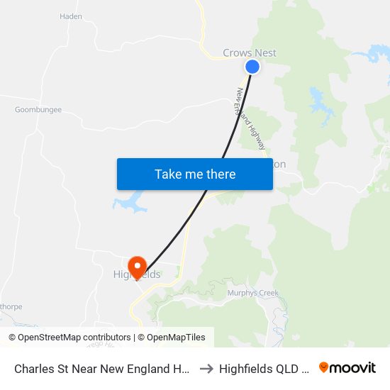 Charles St Near New England Hwy Hail 'N' Ride to Highfields QLD Australia map