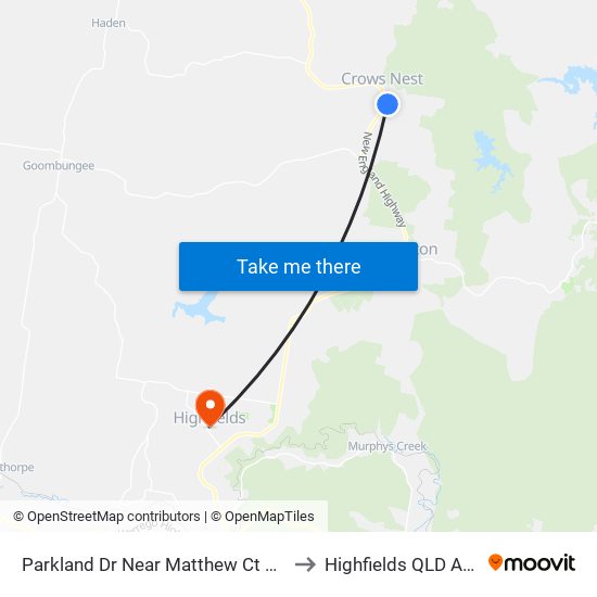 Parkland Dr Near Matthew Ct Hail 'N' Ride to Highfields QLD Australia map