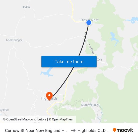 Curnow St Near New England Hwy Hail 'N' Ride to Highfields QLD Australia map