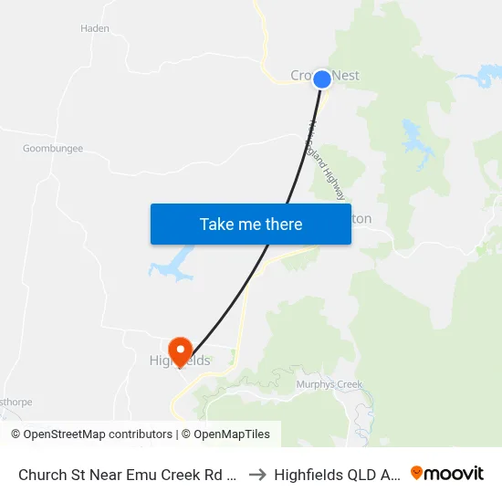 Church St Near Emu Creek Rd Hail 'N' Ride to Highfields QLD Australia map