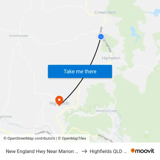 New England Hwy Near Marion St Hail 'N' Ride to Highfields QLD Australia map