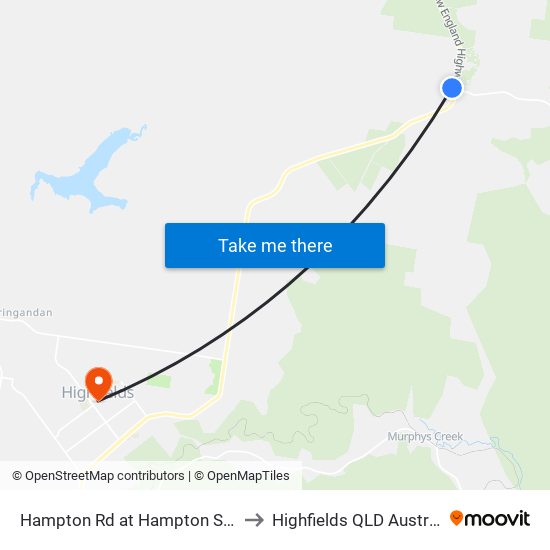 Hampton Rd at Hampton Store to Highfields QLD Australia map