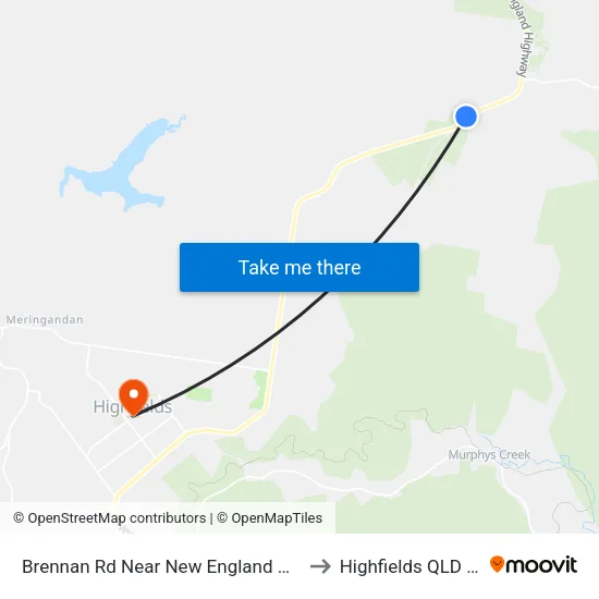 Brennan Rd Near New England Hwy Hail 'N' Ride to Highfields QLD Australia map