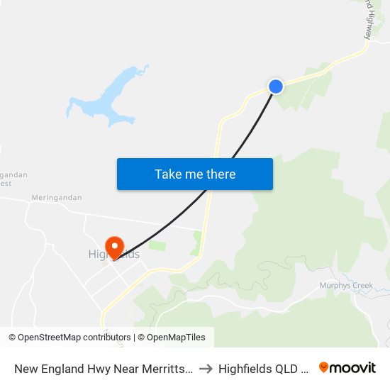 New England Hwy Near Merritts Creek Rd Hnr to Highfields QLD Australia map
