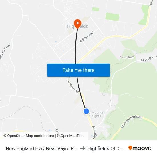 New England Hwy Near Vayro Rd Hail 'N' Ride to Highfields QLD Australia map