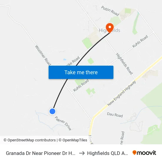 Granada Dr Near Pioneer Dr Hail 'N' Ride to Highfields QLD Australia map