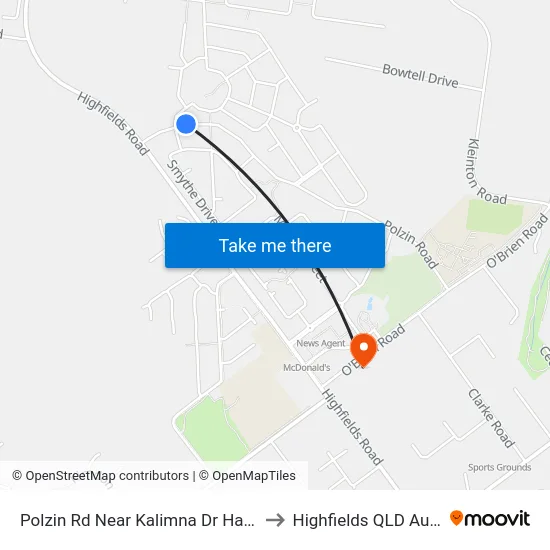 Polzin Rd Near Kalimna Dr Hail 'N' Ride to Highfields QLD Australia map