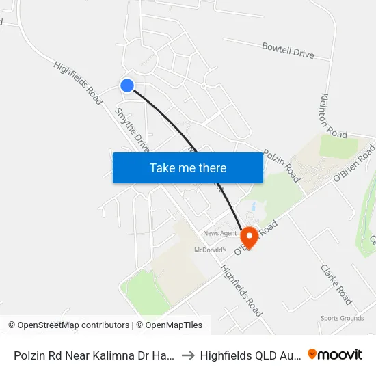 Polzin Rd Near Kalimna Dr Hail 'N' Ride to Highfields QLD Australia map