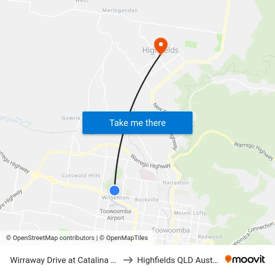 Wirraway Drive at Catalina Drive to Highfields QLD Australia map