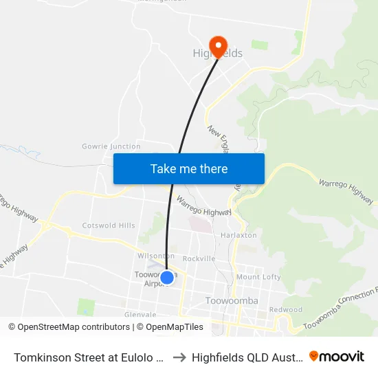 Tomkinson Street at Eulolo Street to Highfields QLD Australia map