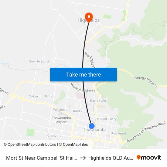 Mort St Near Campbell St Hail 'N' Ride to Highfields QLD Australia map