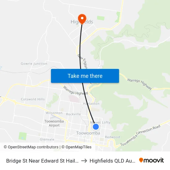 Bridge St Near Edward St Hail 'N' Ride to Highfields QLD Australia map