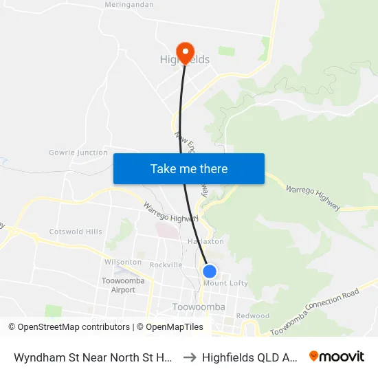 Wyndham St Near North St Hail 'N' Ride to Highfields QLD Australia map