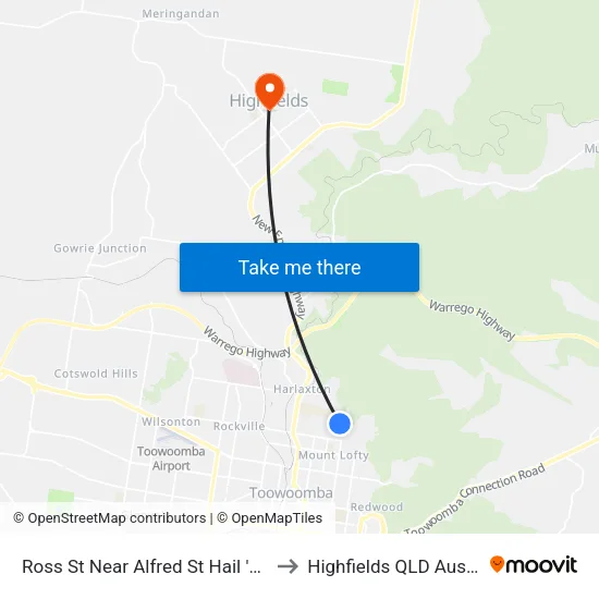 Ross St Near Alfred St Hail 'N' Ride to Highfields QLD Australia map