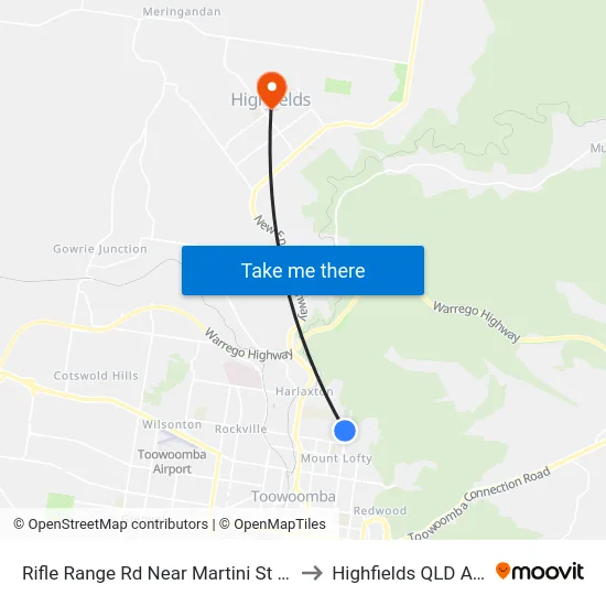 Rifle Range Rd Near Martini St Hail 'N' Ride to Highfields QLD Australia map