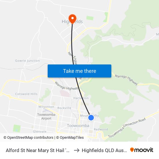 Alford St Near Mary St Hail 'N' Ride to Highfields QLD Australia map