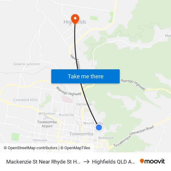 Mackenzie St Near Rhyde St Hail 'N' Ride to Highfields QLD Australia map