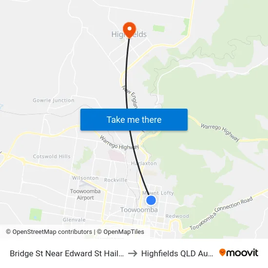 Bridge St Near Edward St Hail 'N' Ride to Highfields QLD Australia map
