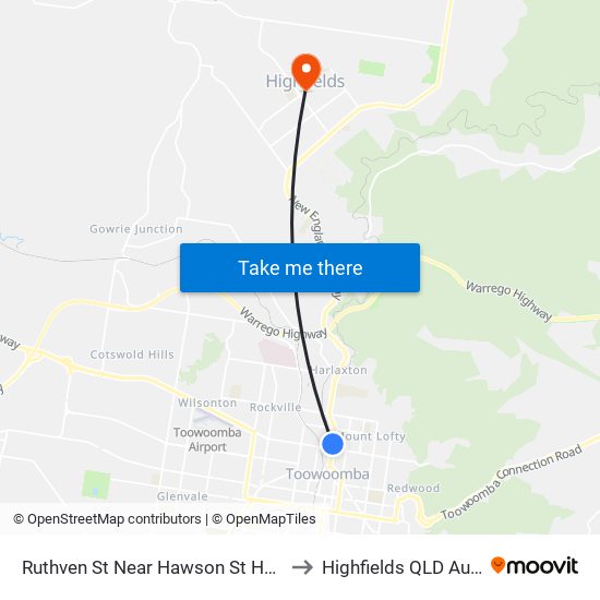 Ruthven St Near Hawson St Hail 'N' Ride to Highfields QLD Australia map