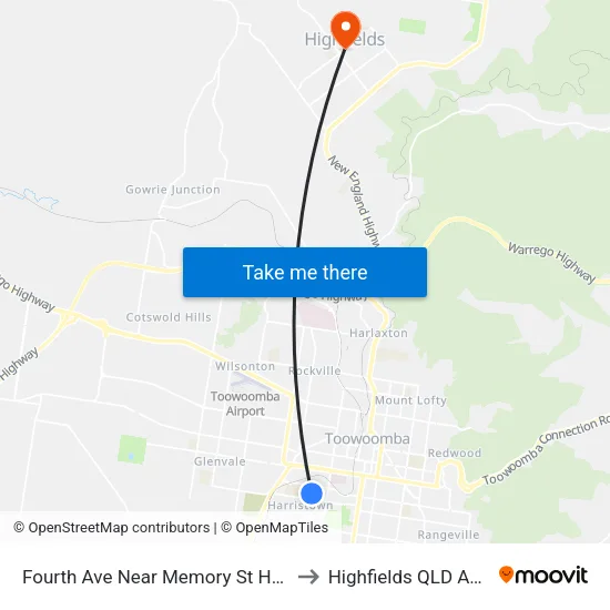 Fourth Ave Near Memory St Hail 'N' Ride to Highfields QLD Australia map