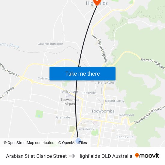 Arabian St at Clarice Street to Highfields QLD Australia map