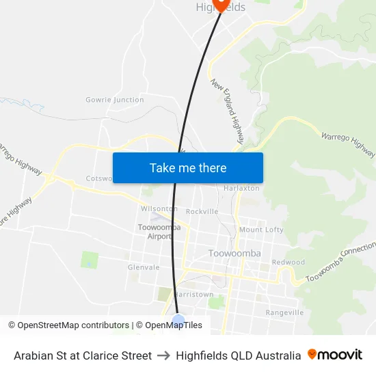 Arabian St at Clarice Street to Highfields QLD Australia map