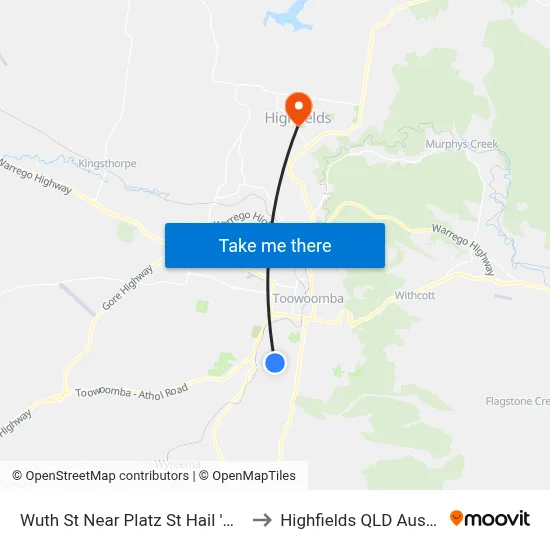 Wuth St Near Platz St Hail 'N' Ride to Highfields QLD Australia map
