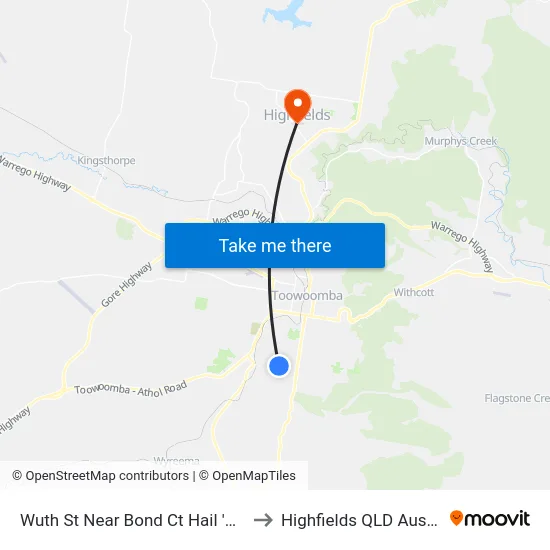 Wuth St Near Bond Ct Hail 'N' Ride to Highfields QLD Australia map